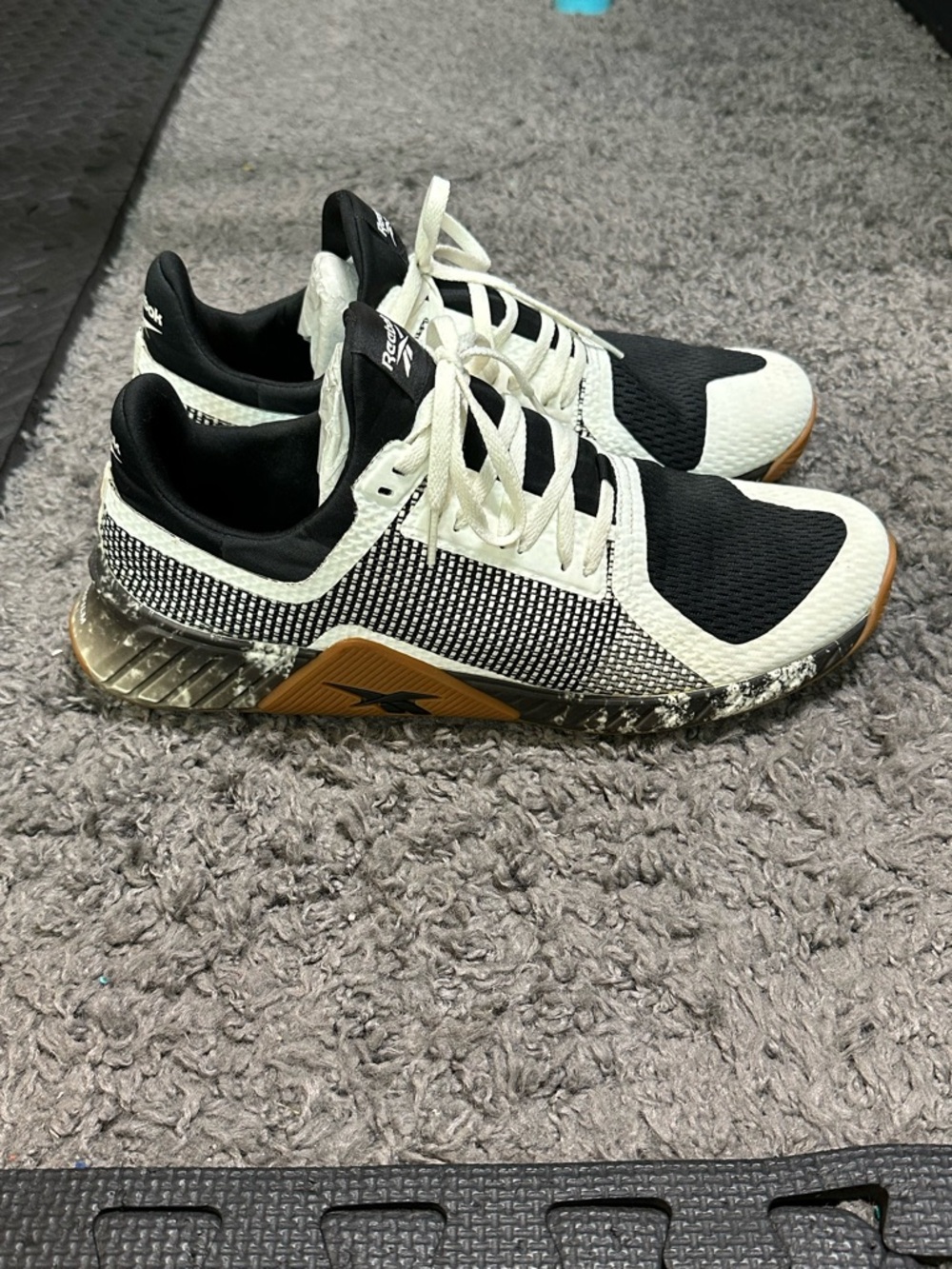 Reebok Black & White Training Sneakers with Gum Accent